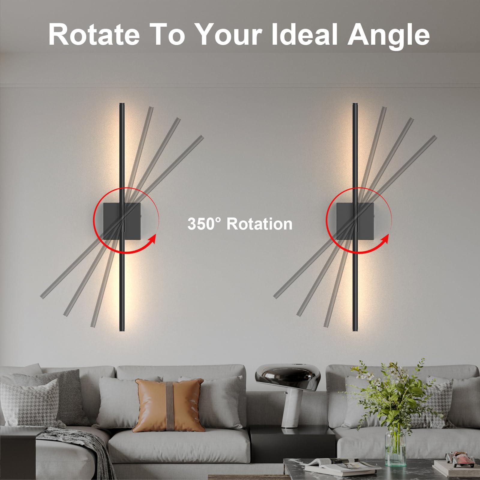 360-degree rotate feature lets you customize lighting angle for living rooms.