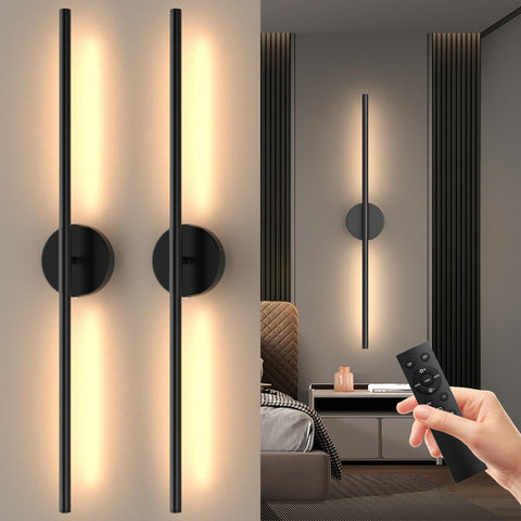 Tartek battery-operated wall sconce set provides cordless ambient lighting for living spaces.