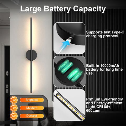 Tartek dimmable LED wall lamp with 3000K-6000K color options for mood lighting.
