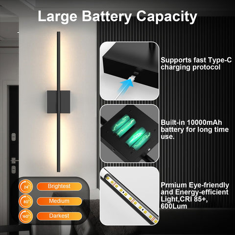 Dimmable LED wall lamp offering 3000K-6000K for any mood.