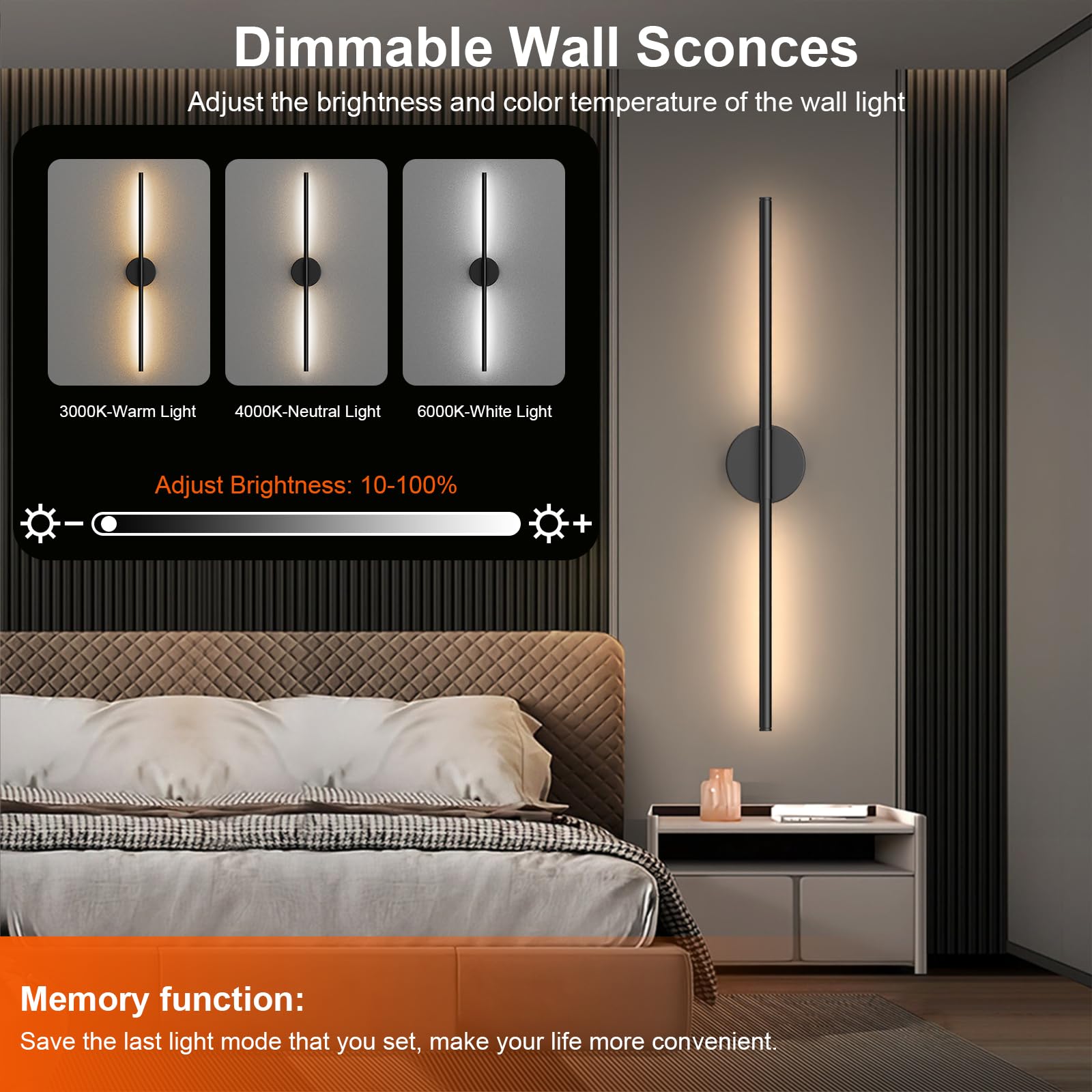 Tartek wall sconce with remote control enables easy dimming from seating area.