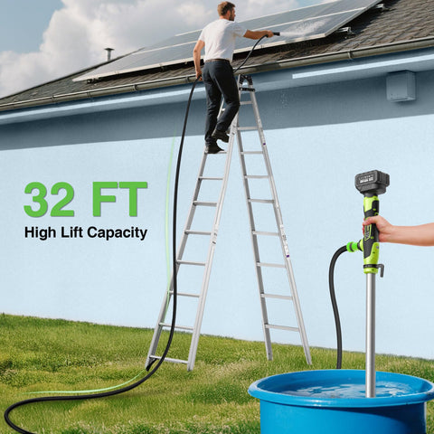 TaskStar pump demonstrates 32-foot lift for versatile pool drainage.