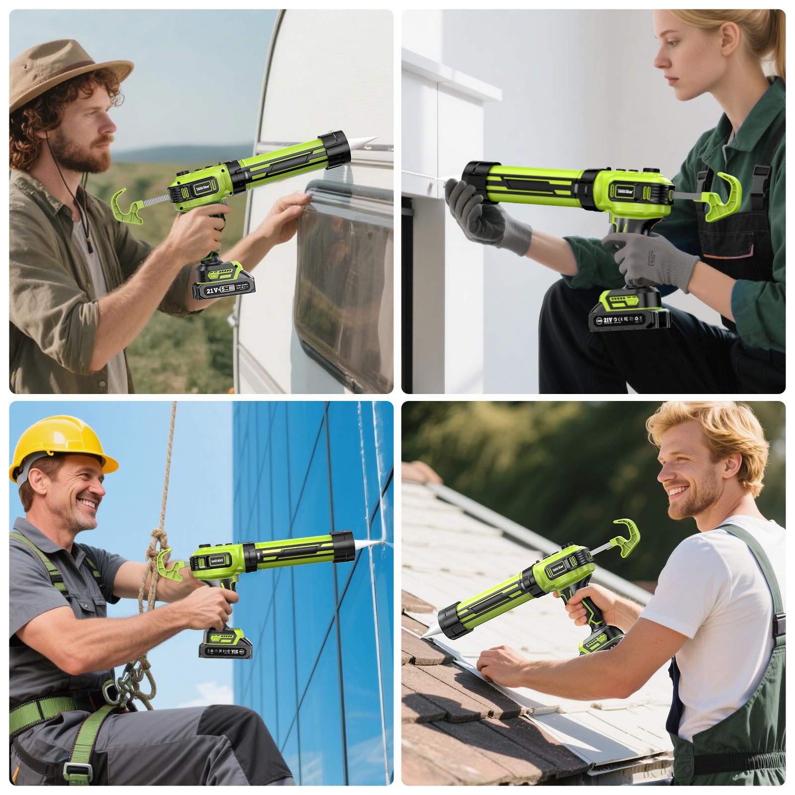 TaskStar caulking gun accepts 9.5–10.2 oz tubes for sealants.