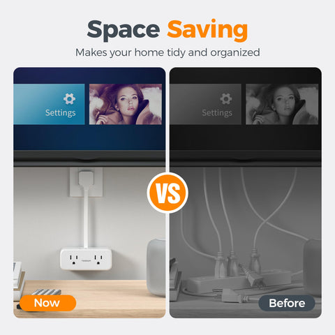 TESSAN compact power-strip ideal for home, office, and dorm setups.