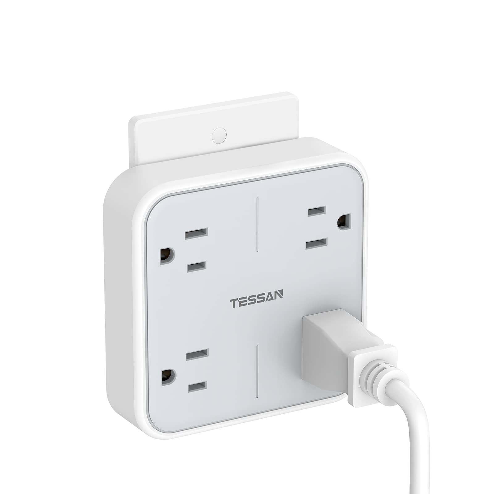 TESSAN multi plug outlet with four ports and wide spacing for bulky adapters.