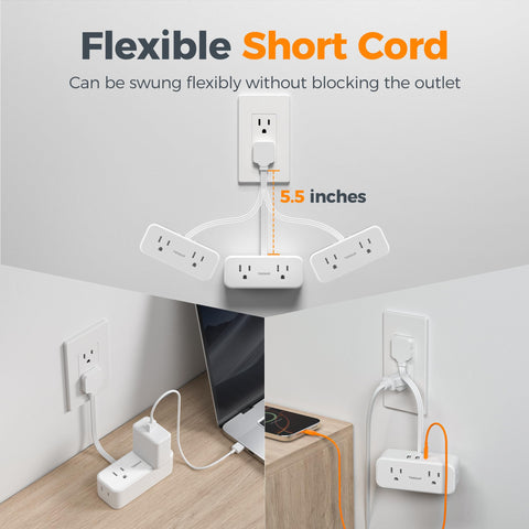 TESSAN surge protector outlet extender guards electronics with surge and overcurrent protection.