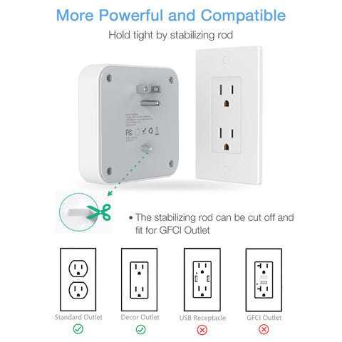 TESSAN wide-space wall plug extender keeps large plugs from blocking each other.