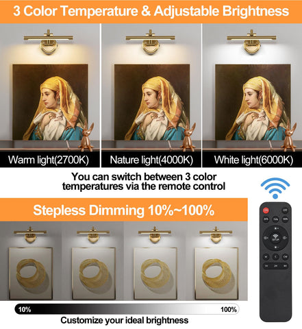 Brass Tassuowell wall light with remote control for easy color and brightness adjustments.
