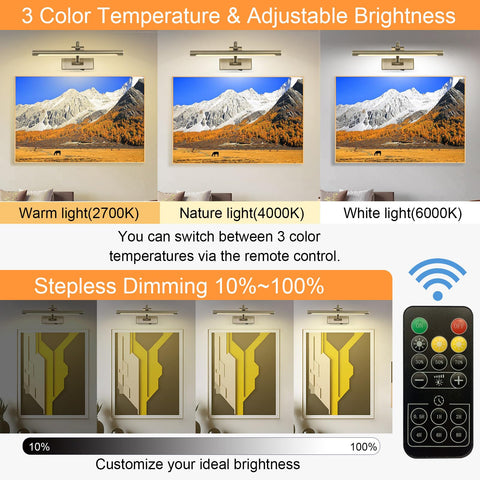 Tassuowell LED Picture Light adjustable-arm enables precise accent lighting on art