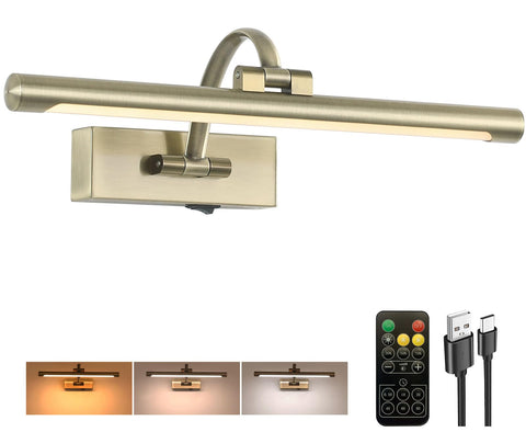Tassuowell LED Picture Light front view highlighting artwork with soft ambient glow