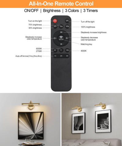 Tassuowell wall art light positioned to evenly illuminate artwork without glare.
