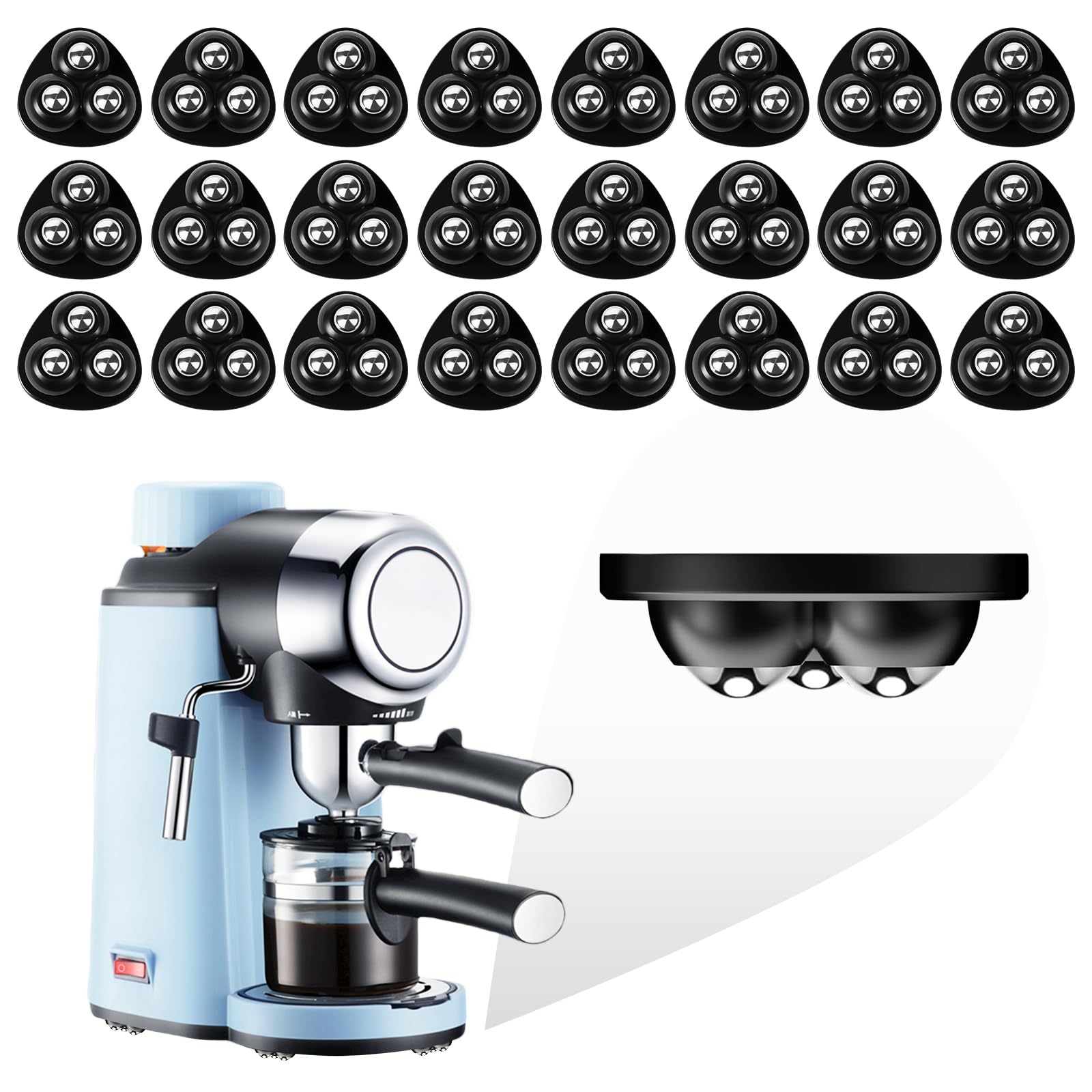 Tasttin self-adhesive caster wheels on countertop setup for easy repositioning.