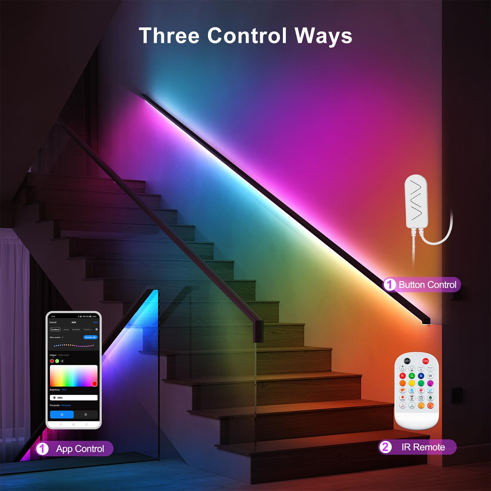 Tatazone RGB IC COB strip easy adhesive installation.