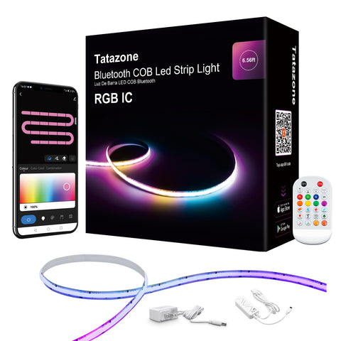 Tatazone RGB IC COB strip chasing colors for dynamic room ambiance.