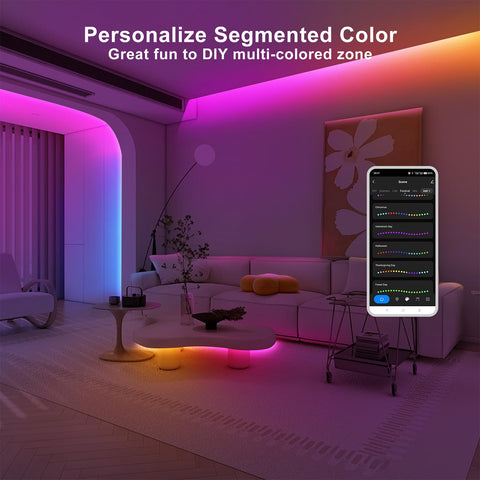 Tatazone COB LED strip segmented DIY colors for customizable decor.