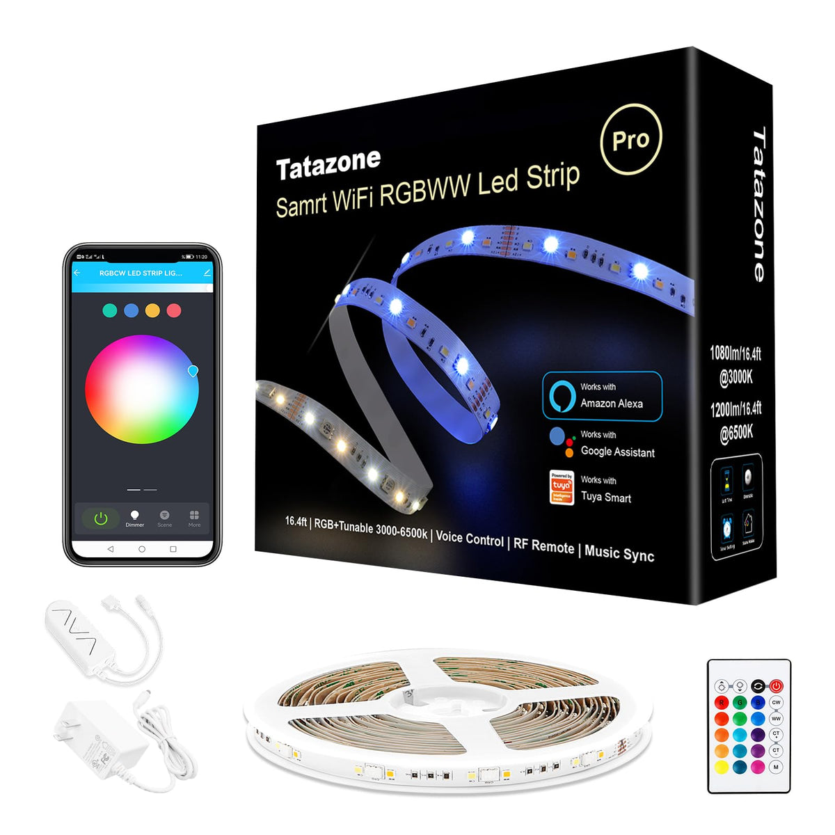 Tatazone RGBWW LED strip in a bedroom creating warm ambience