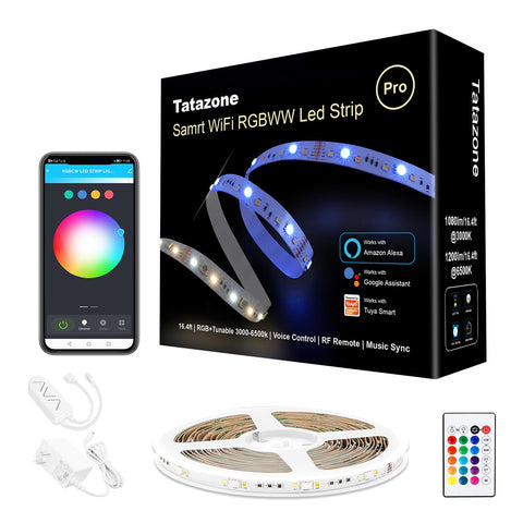 Tatazone RGBWW LED strip in a bedroom creating warm ambience