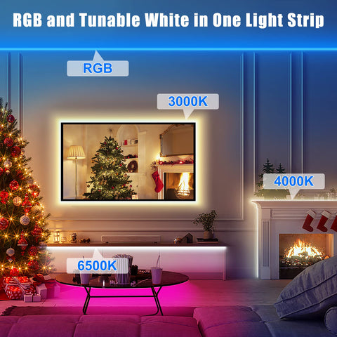 Tatazone RGBWW LED strip behind a TV for subtle backlight