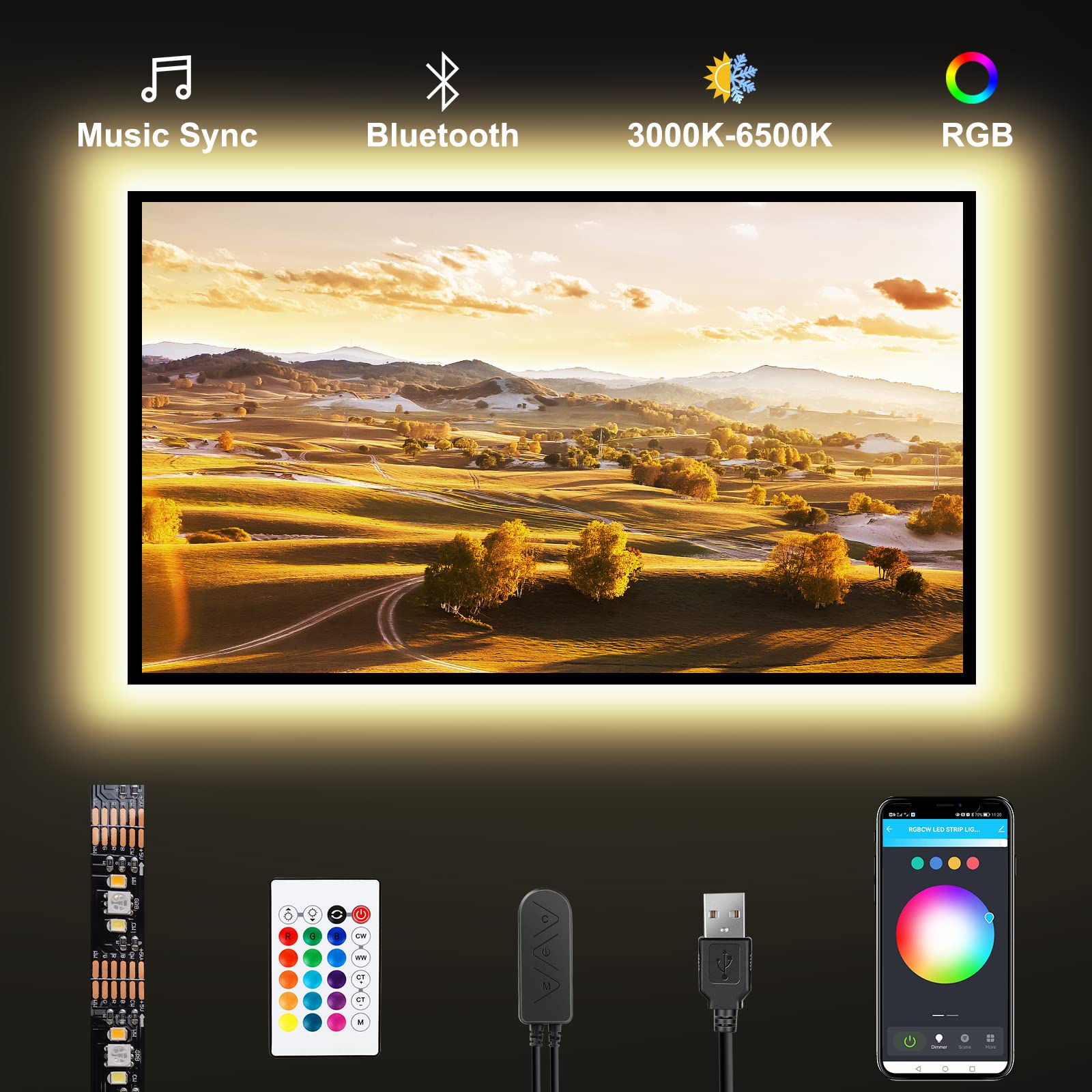 Tatazone RGBWW TV backlight setup enhances viewing ambiance across the screen