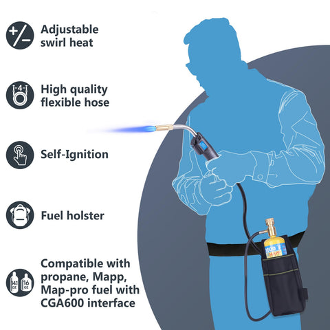 TAUSOM MAP gas torch hose extends reach for tight-space projects.