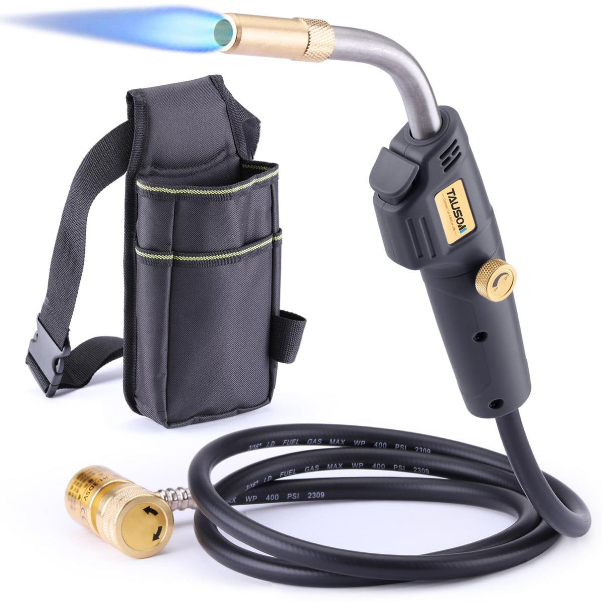 TAUSOM MAPP map gas torch with holster for portable, hands-free use.