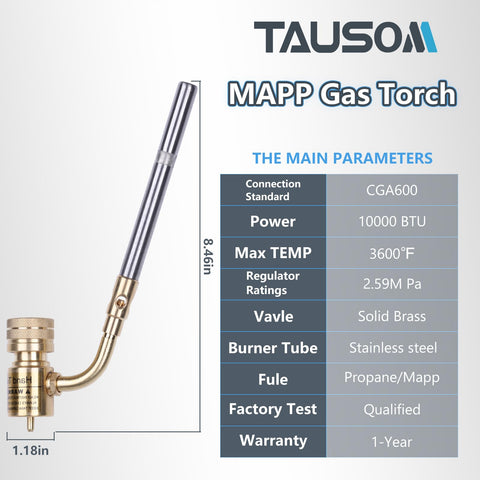 TAUSOM torch head heat control knob enables adjustable flame for various brazing tasks