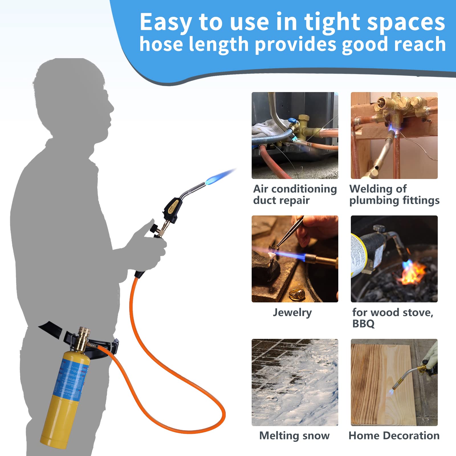 TAUSOM hose and regulator offering a safe 3.6 ft reach.