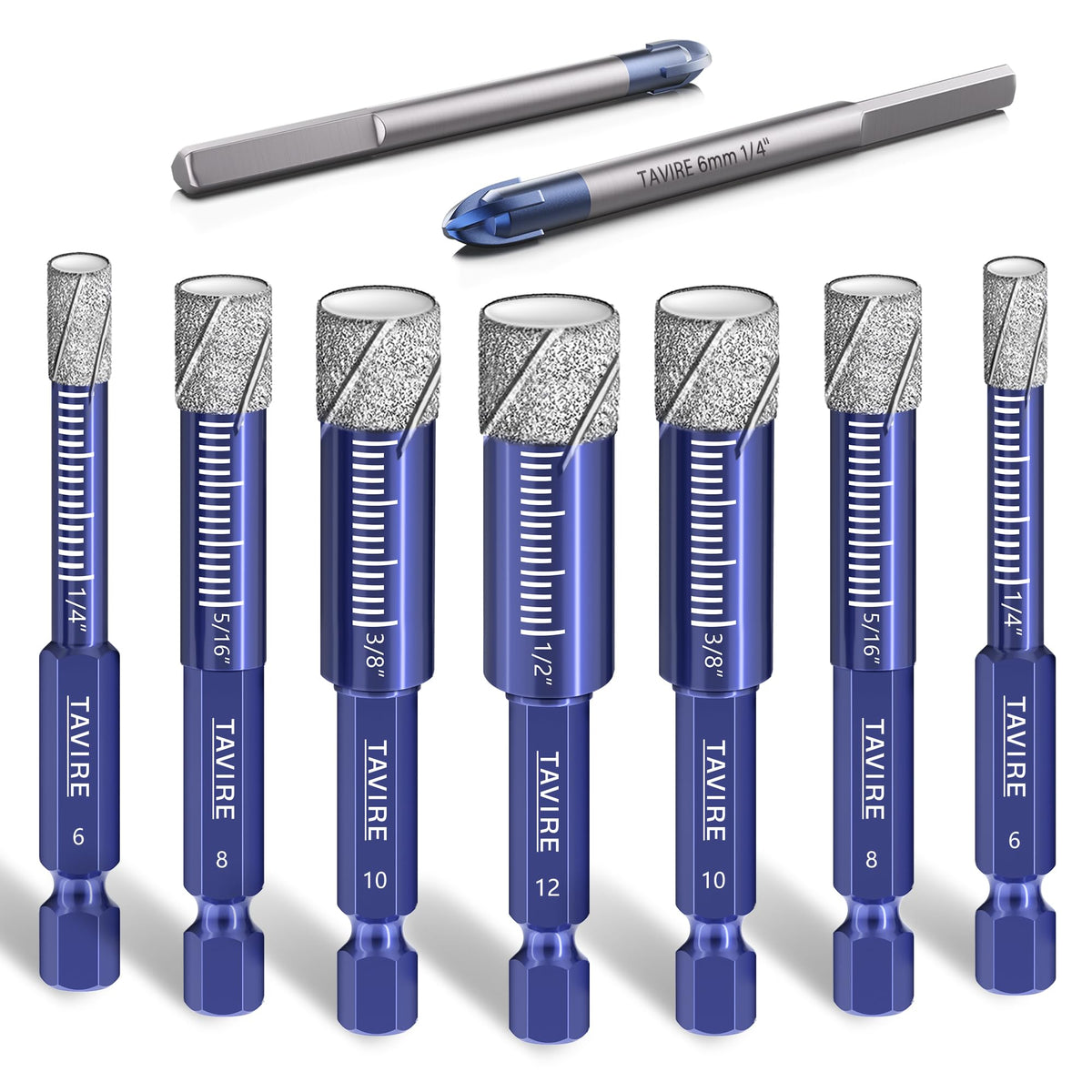 Tavire 9-piece dry diamond drill bit set for porcelain offers precise holes