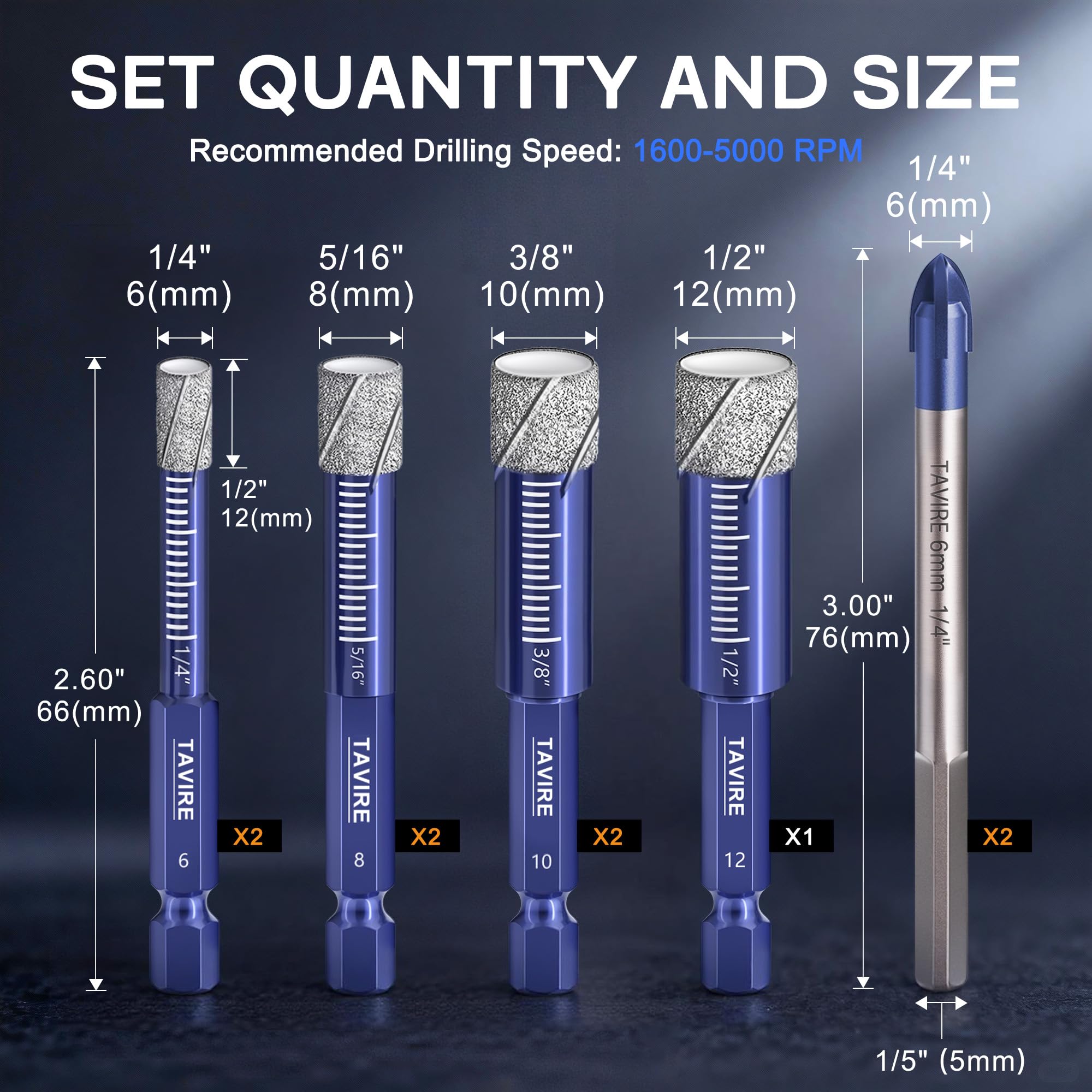 Tavire drill bits cutting ceramic tile with minimal chipping