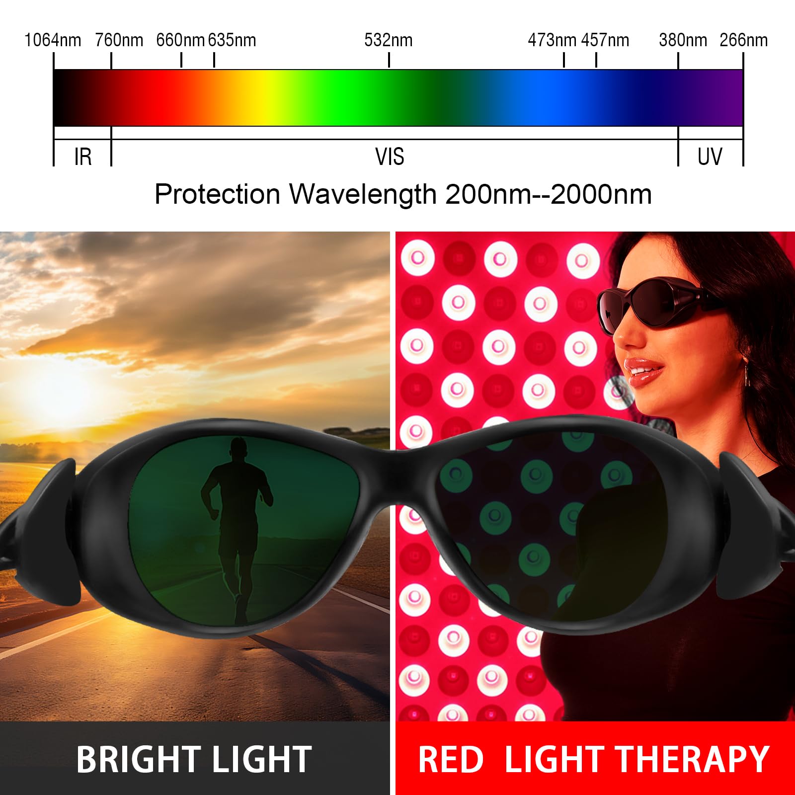 TAYLL red light therapy glasses lenses close-up showing durability