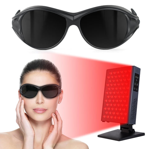 TAYLL red light therapy glasses worn during sessions for eye protection