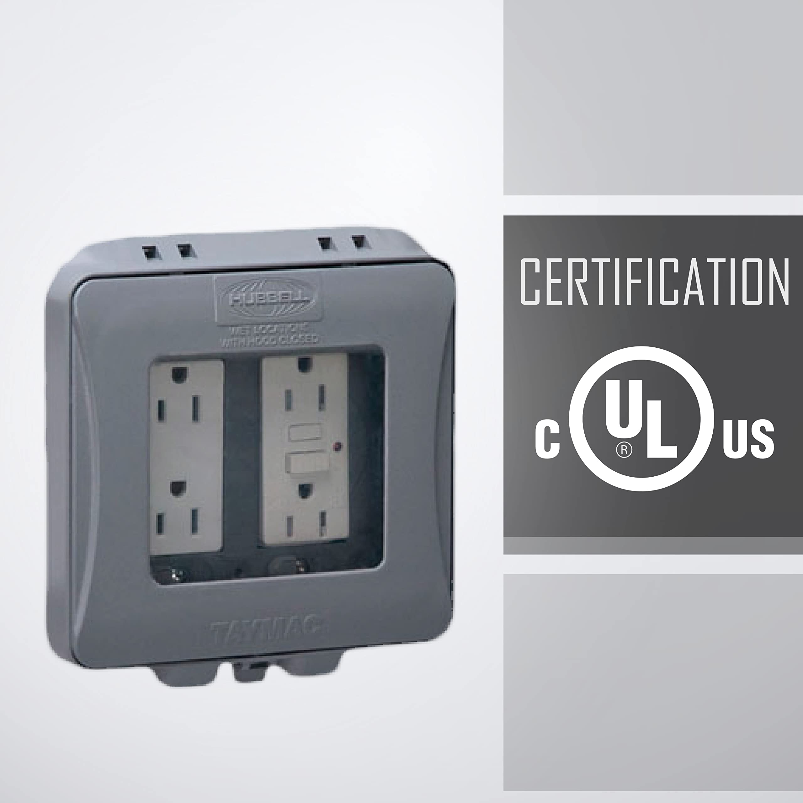 TayMac ML2500G U-Fast GFCI-ready adapter highlights universal configuration.