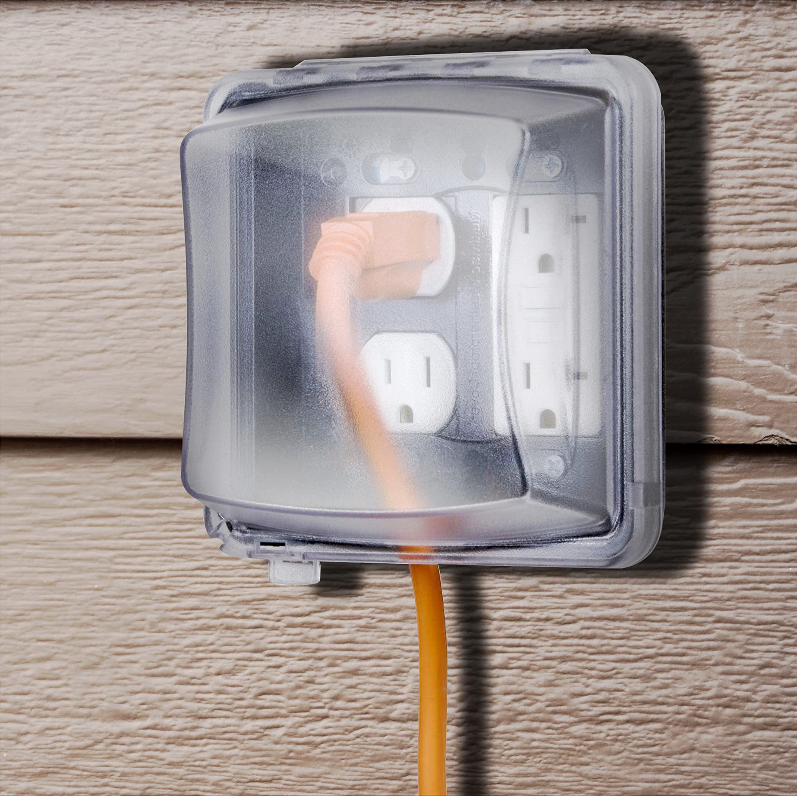 TayMac MM2410C clear finish cover blends with building aesthetics while protecting outlets