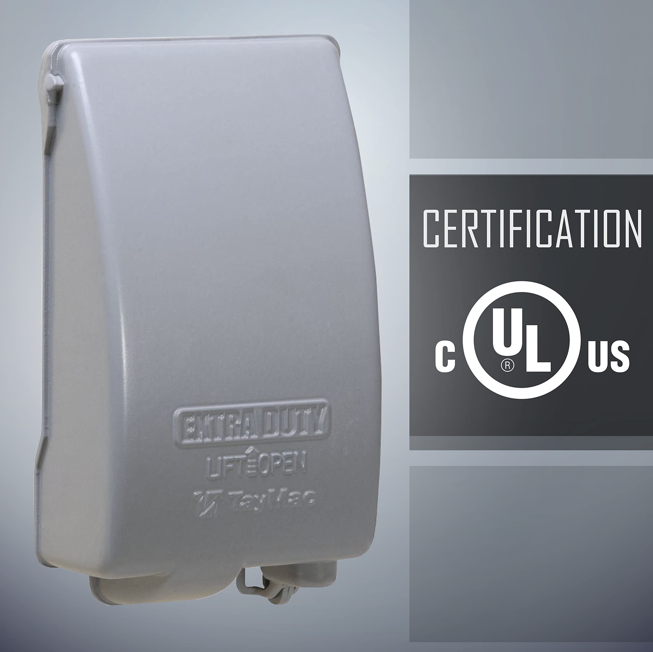 Lockable tab highlights tamper resistance option with padlock compatibility.