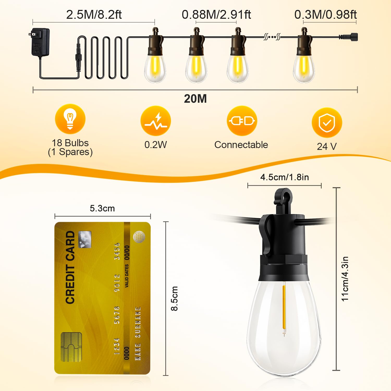TBOSW 65ft LED patio lights create a warm, inviting evening ambiance