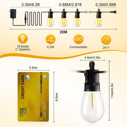 TBOSW 65ft LED patio lights create a warm, inviting evening ambiance