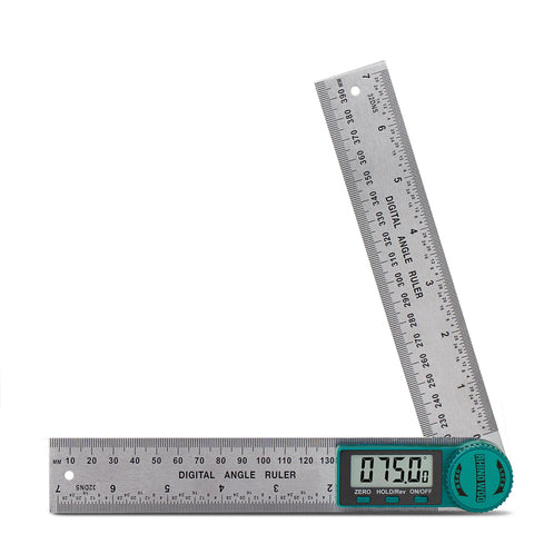 TBVHOMM digital angle finder protractor with 7-inch ruler for precise angle measurements.