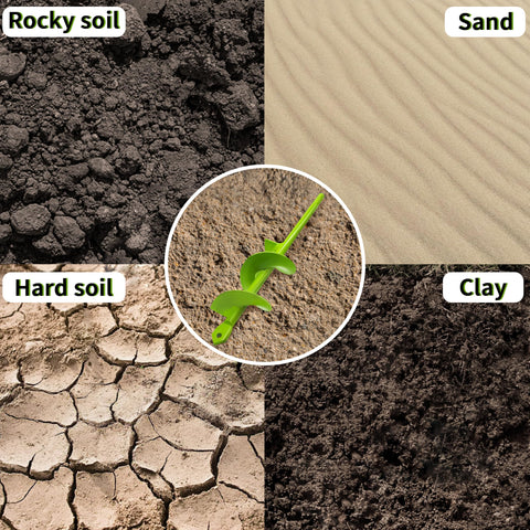 TCBWFY 1.6x9 inch auger bit shown drilling shallow plant holes.