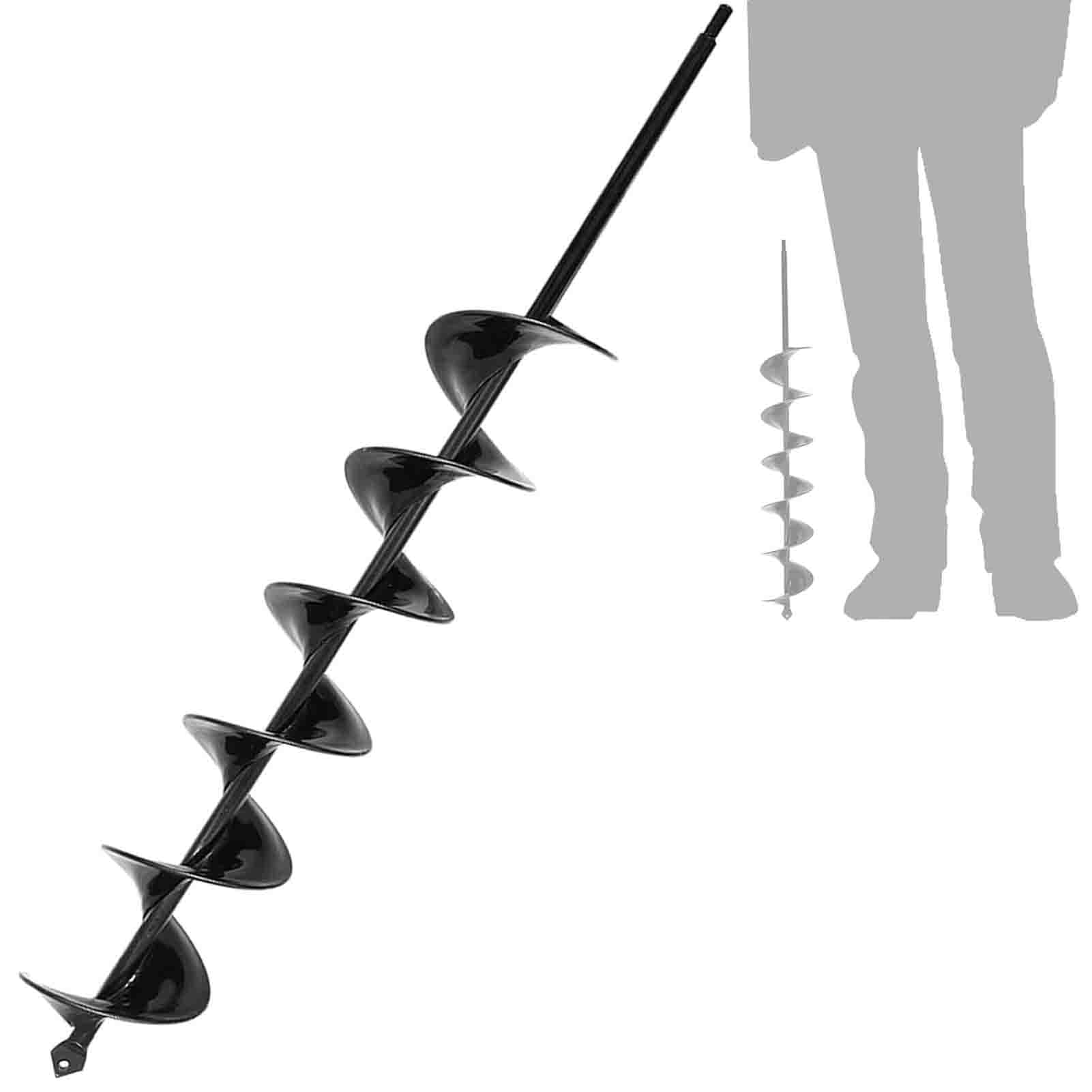 TCBWFY 3x24-inch auger drill bit for planting demonstrates deep hole capability.
