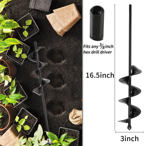 TCBWFY garden auger 3x16.5 prepares wide planting holes efficiently.
