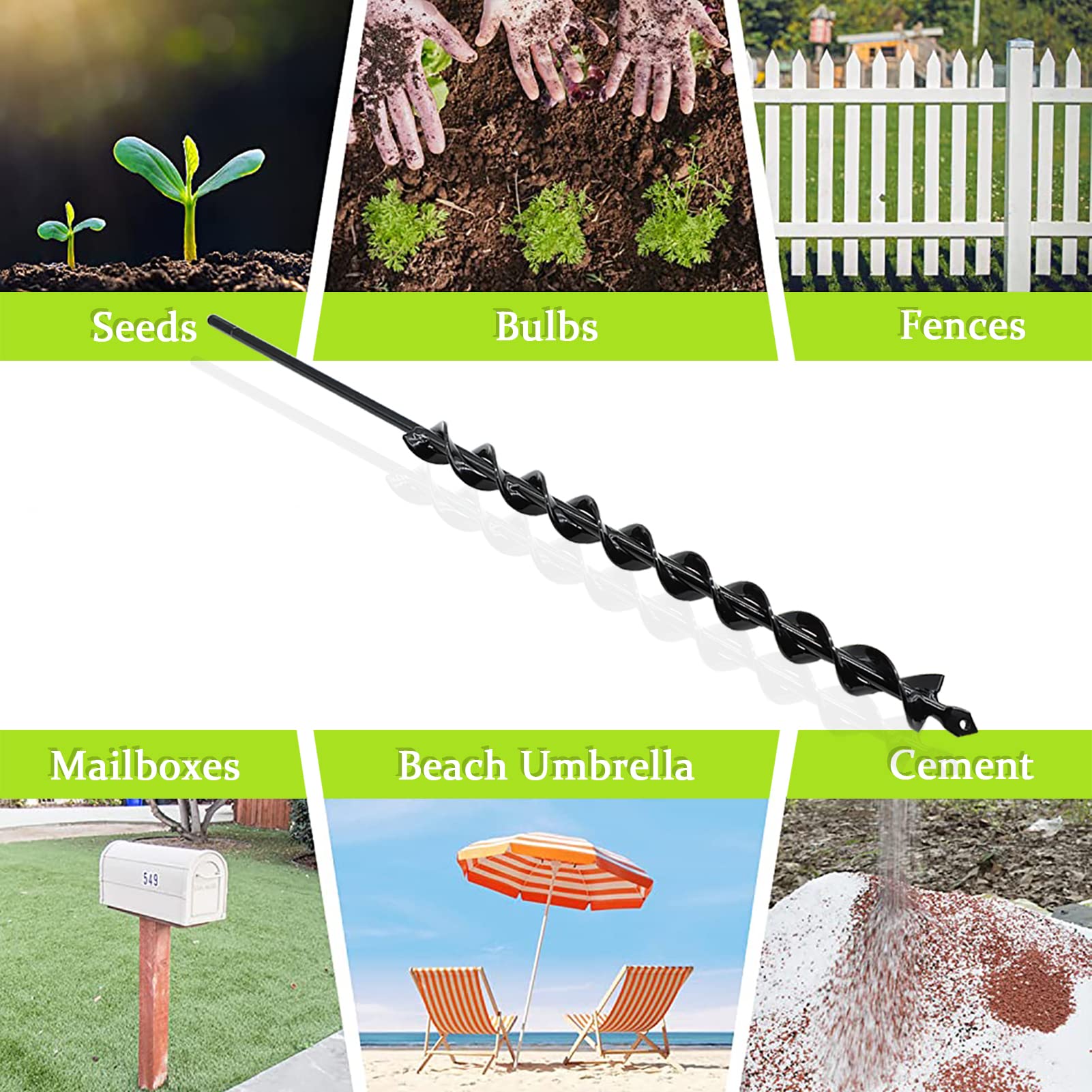 TCBWFY long-handle auger creates clean, deep holes with sturdy steel.
