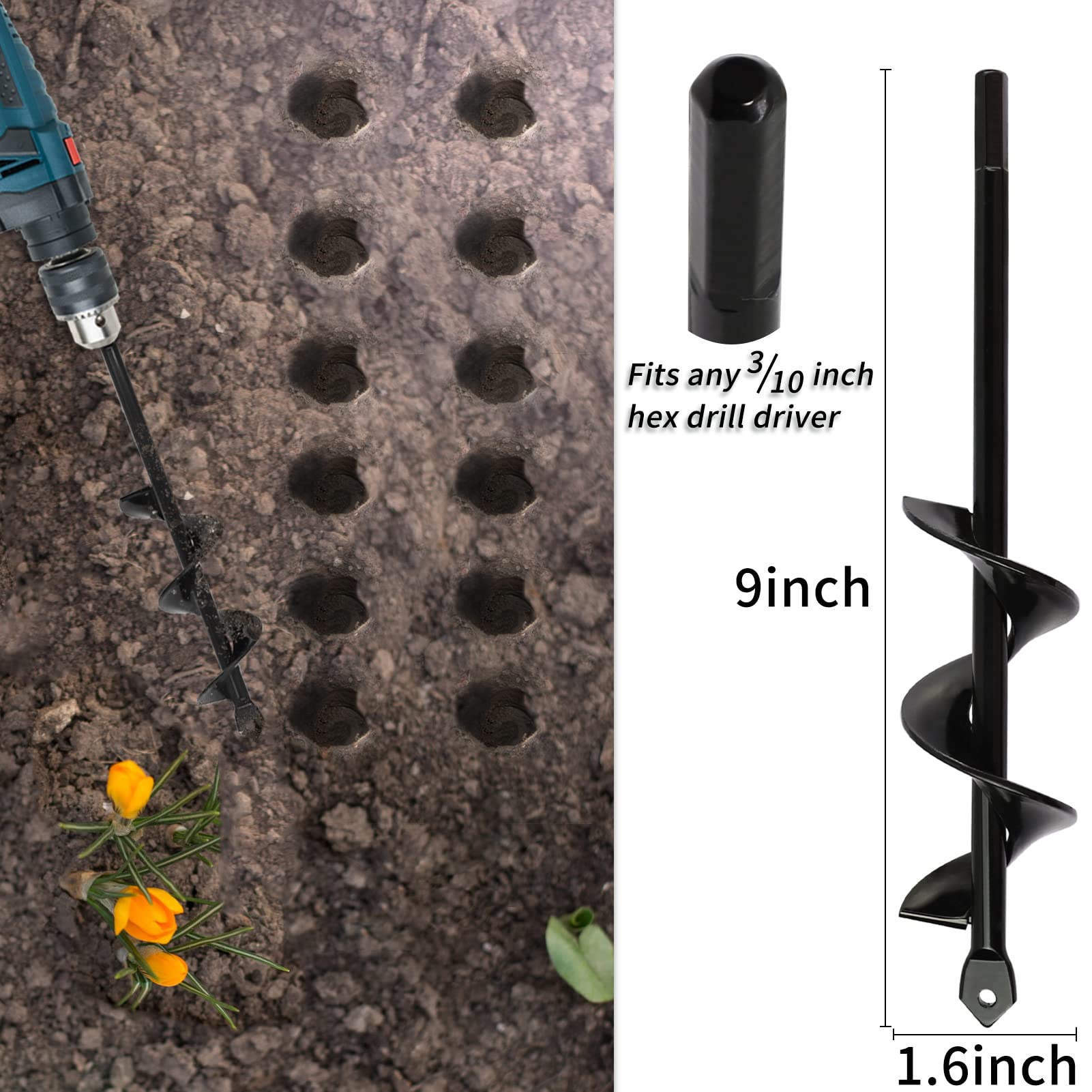 TCBWFY steel auger close-up shows durable glossy finish.