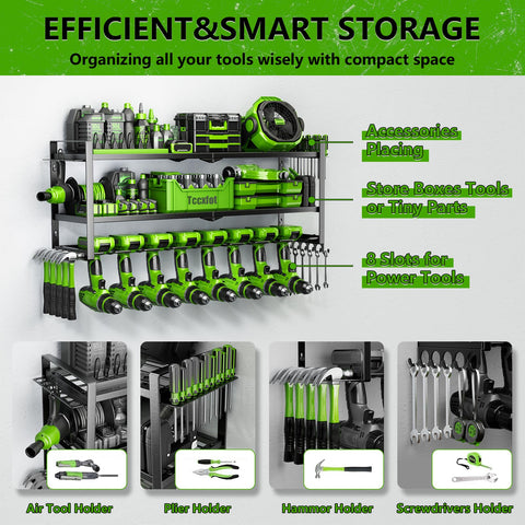Tccxfot garage storage rack stores batteries and tools in a sturdy metal frame