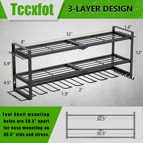 Tccxfot heavy-duty steel rack supports up to 180 pounds for durable storage