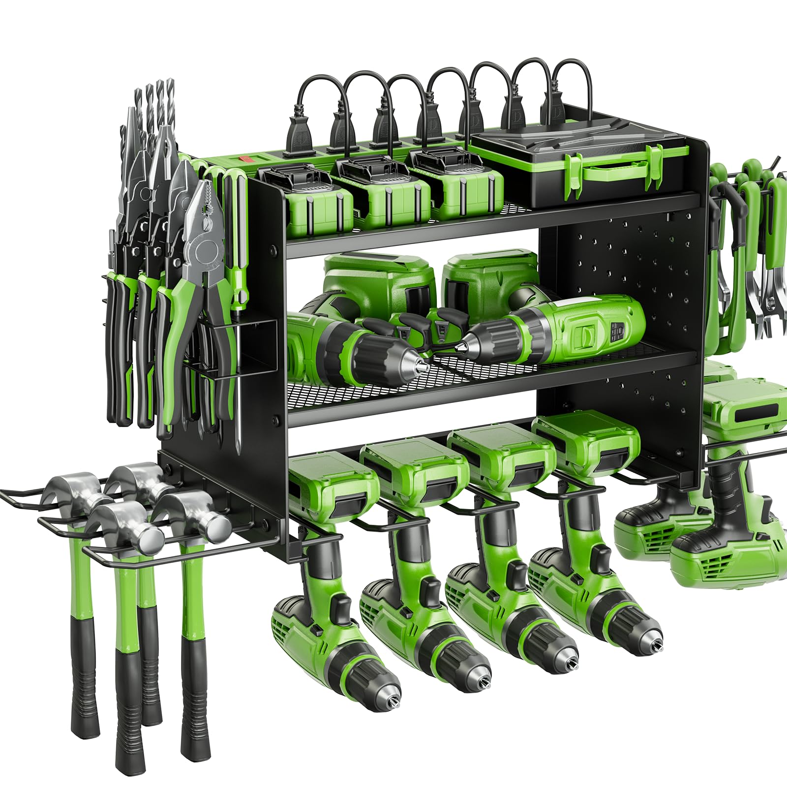 Tccxfot power tool organizer with 3 layers and 8 slots for easy garage drill access