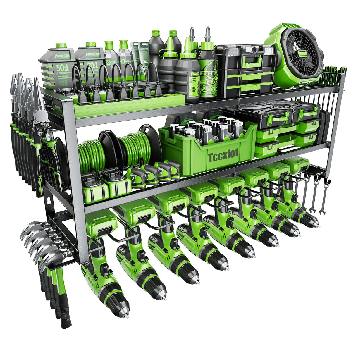 Tccxfot power tool organizer on wall with a 3-layer design for an organized workspace