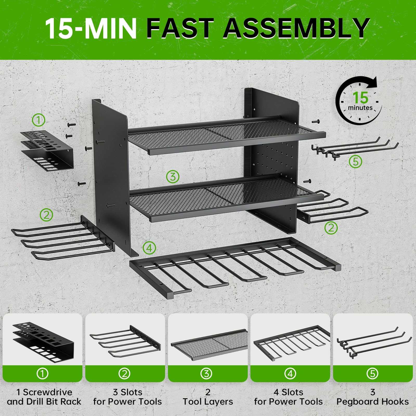 Tccxfot organizer heavy-duty steel supports up to 80 pounds