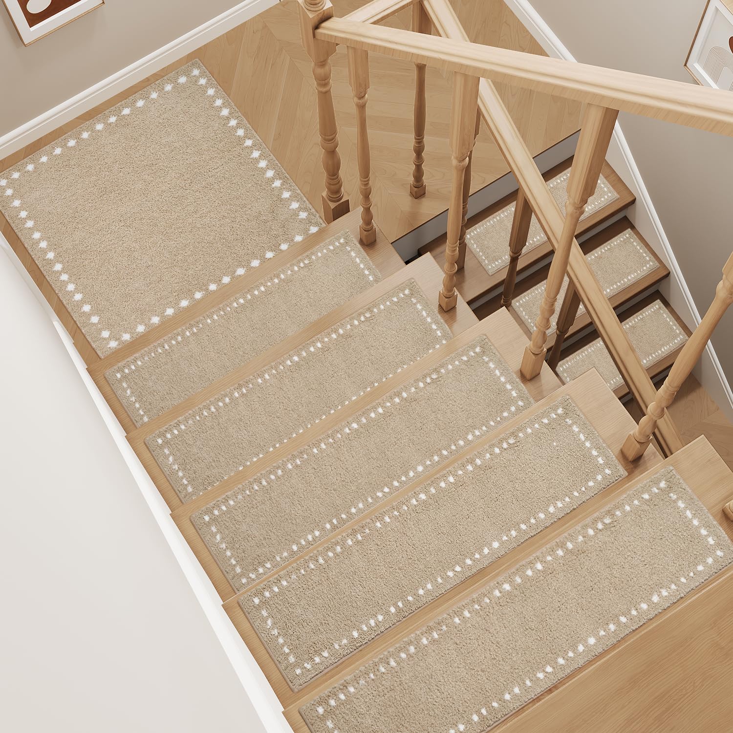 tchdio stair treads vacuum-friendly close-up demonstrates simple upkeep.