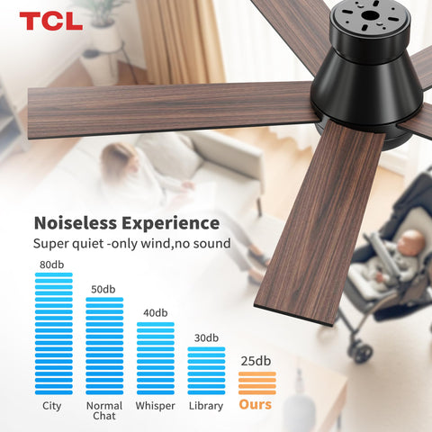 TCL 52-inch flush mount ceiling fan saves headroom in rooms with low ceilings.
