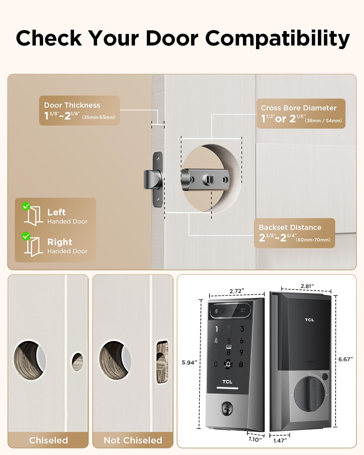 TCL D2 Pro easy installation on standard doors for DIY setup.
